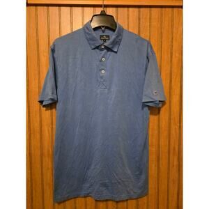 Fish Hippie Polo Shirt Men Sz M Blue Short Sleeve‎ Stretch Button Collar Golf